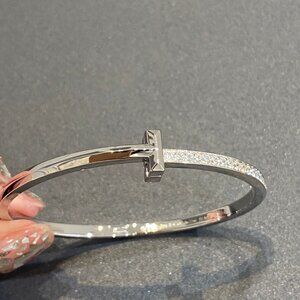 Tiffany T1 White Gold Diamond Hinged Bracelet